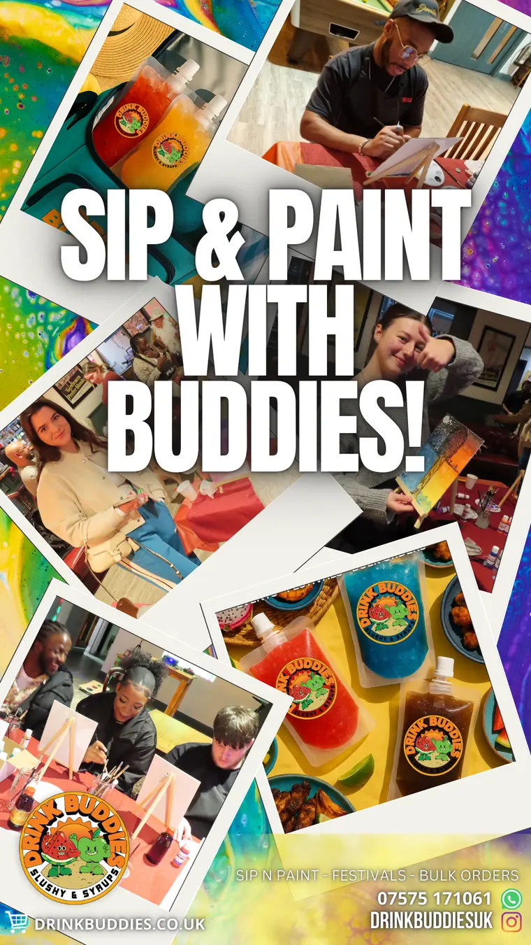 DrinkBuddies Sip and Paint experience collage